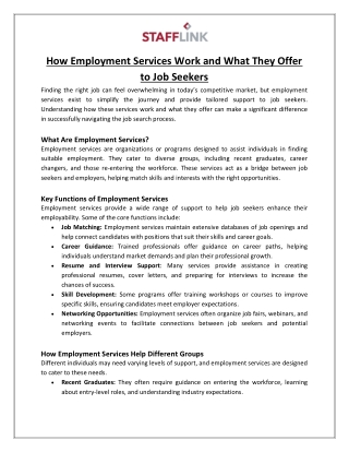 How Employment Services Work and What They Offer to Job Seekers
