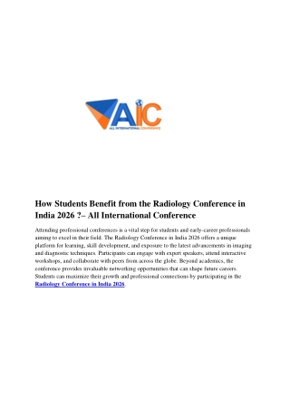 How Students Benefit from the Radiology Conference in India 2026