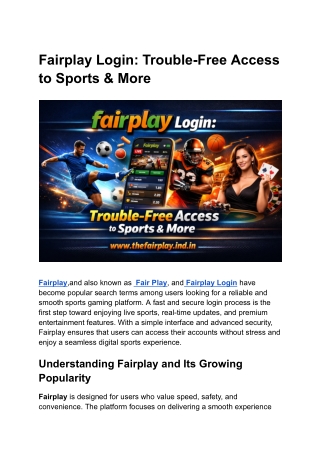 Fairplay Login Trouble-Free Access to Sports & More