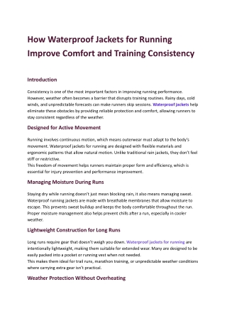 How Waterproof Jackets for Running Improve Comfort and Training Consistency