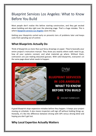Blueprint Services Los Angeles What to Know Before You Build