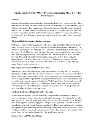 Porsche Service Center: Where Precision Engineering Meets Everyday Performance