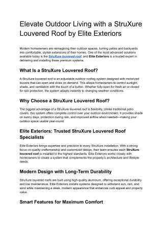 Elevate Outdoor Living with a StruXure Louvered Roof by Elite Exteriors