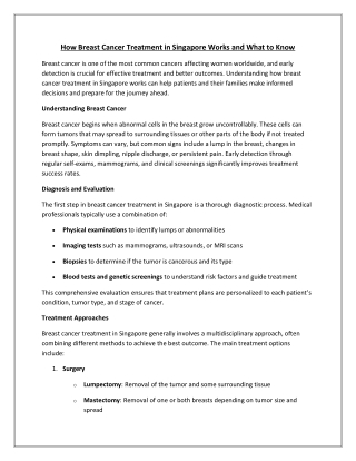 How Breast Cancer Treatment in Singapore Works and What to Know