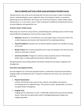 How to Identify and Treat a Neck Lump and Explore Possible Causes