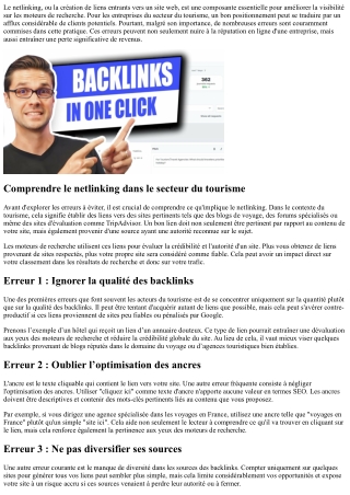 Les erreurs de netlinking qui coûtent cher aux acteurs du tourisme