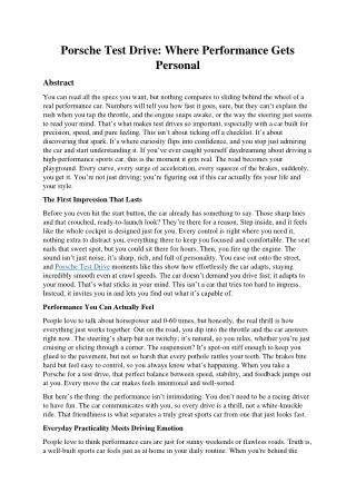 Porsche Test Drive: Where Performance Gets Personal