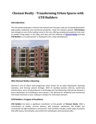 Chennai Realty |gtb builders
