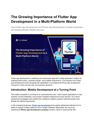 The Growing Importance of Flutter App Development in a Multi-Platform World