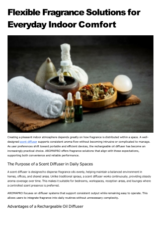 Flexible Fragrance Solutions for Everyday Indoor Comfort