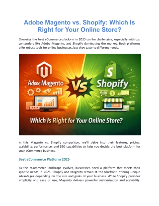 Adobe Magento vs. Shopify: Which Is Right for Your Online Store?