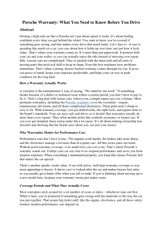 Porsche Warranty: What You Need to Know Before You Drive