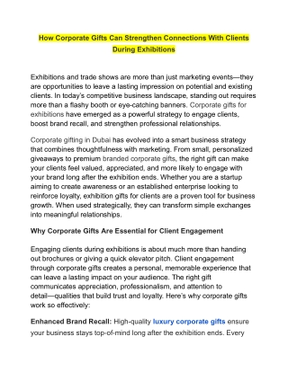 How Corporate Gifts Can Strengthen Connections With Clients During Exhibitions