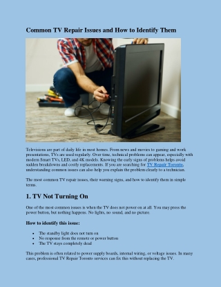Common TV Repair Issues and How to Identify Them
