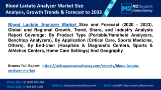 Blood Lactate Analyzer Market Size Analysis, Growth Trends & Forecast to 2033