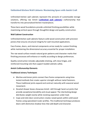 Unfinished Kitchen Wall Cabinets Maximizing Space with Amish Craft