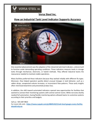 Durable Industrial Tank Level Indicator Equipment