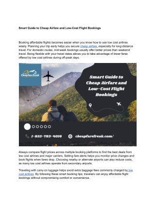 Smart Guide to Cheap Airfare and Low-Cost Flight Bookings