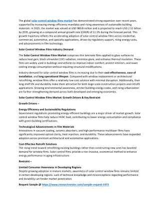 Solar Control Window Films Market 2026-2035 | Size, Growth, Industry Trends