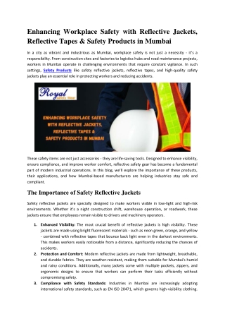 Safety Products in Mumbai - Reflective Vests India