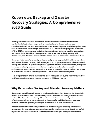Kubernetes backup and disaster recovery strategies
