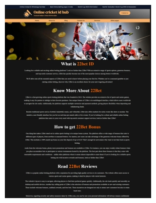 22bet – Informational Guide & Overview