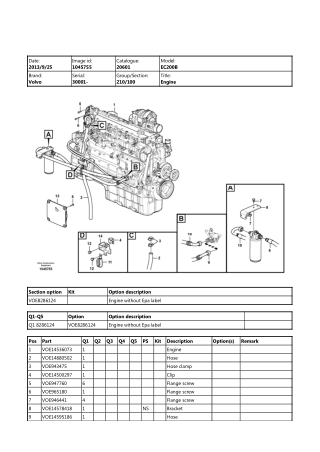 Volvo EC200B Excavator Parts Catalogue Manual Instant Download (SN：30001 and up)