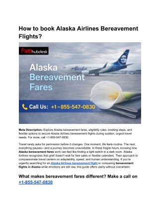 How to book Alaska Airlines Bereavement Flights
