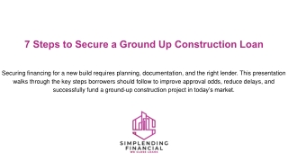 7 Steps to Secure a Ground Up Construction Loan