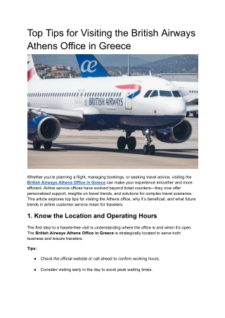Top Tips for Visiting the British Airways Athens Office in Greece