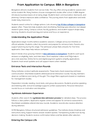 From Application to Campus BBA in Bangalore