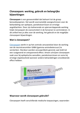 Clonazepam werking, gebruik en belangrijke bijwerkingen