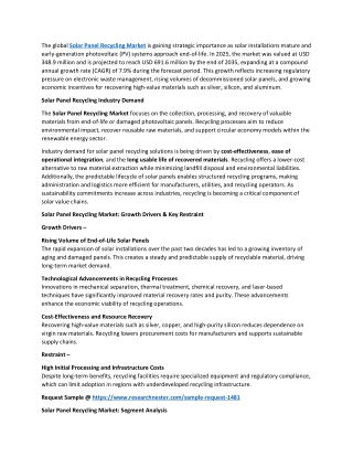Solar Panel Recycling Market Size, Share, Trends, Growth, Key Players, Report an