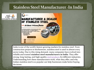 Stainless Steel Manufacturer I In India