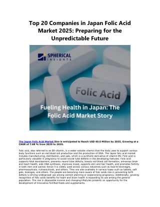 Top 20 Companies in Japan Folic Acid Market 2025
