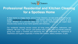 Professional Residential and Kitchen Cleaning for a Spotless Home