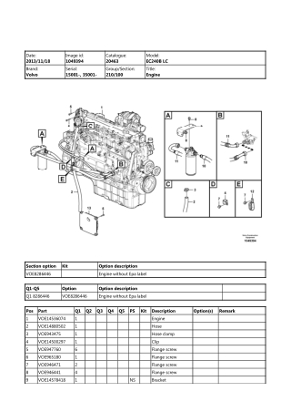Volvo EC240B LC, EC240B LR, EC240B NLC Excavator Parts Catalogue Manual Instant Download (SN 15001 and up, 35001 and up)