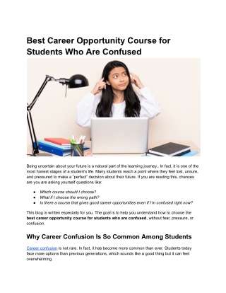 Best Career Opportunity Course for Students Who Are Confused