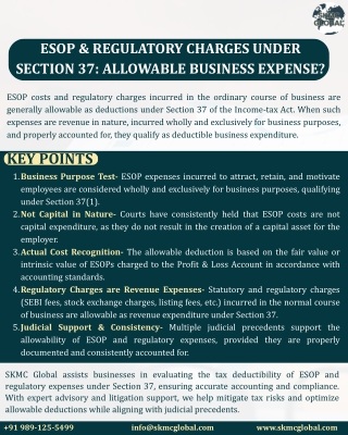 ESOP & Regulatory Charges under Section 37: Allowable Business Expense?