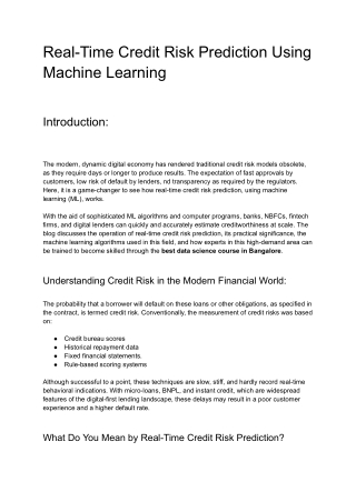 Real-Time Credit Risk Prediction Using Machine Learning