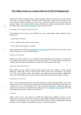 Why Online Classes Are a Smart Choice for GATE Civil Engineering