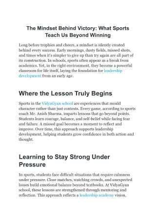 The Mindset Behind Victory-What Sports Teach Us Beyond Winning
