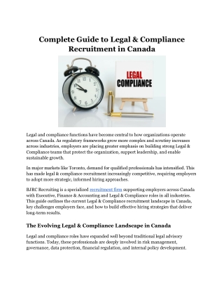 Complete Guide to Legal & Compliance Recruitment in Canada