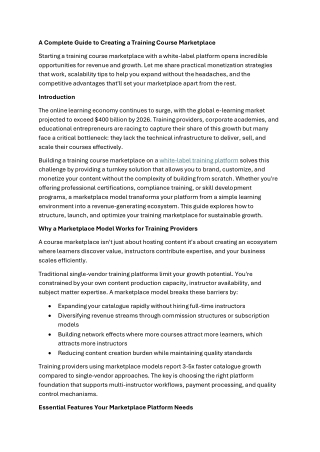 A Complete Guide to Creating a Training Course Marketplace