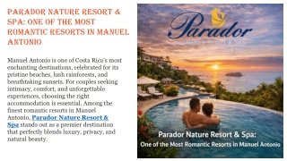 Parador Nature Resort & Spa One of the Most Romantic Resorts in Manuel Antonio