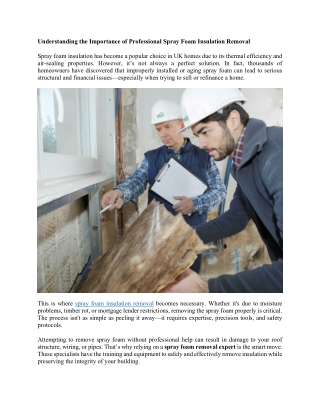 Understanding the Importance of Professional Spray Foam Insulation Removal