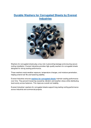 Durable Washers for Corrugated Sheets by Everest Industries