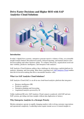 Drive Faster Decisions and Higher ROI with SAP Analytics Cloud Solutions