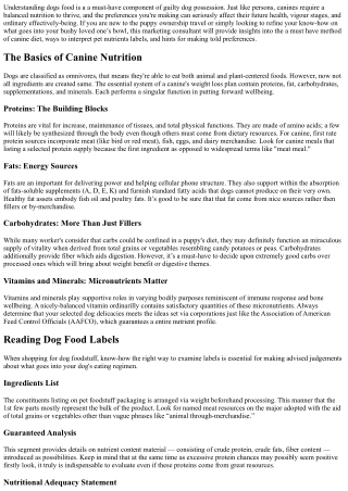 A Beginner's Guide To Understanding Canine Nutrition