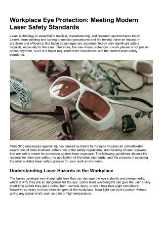 Workplace Eye Protection_ Meeting Modern Laser Safety Standards